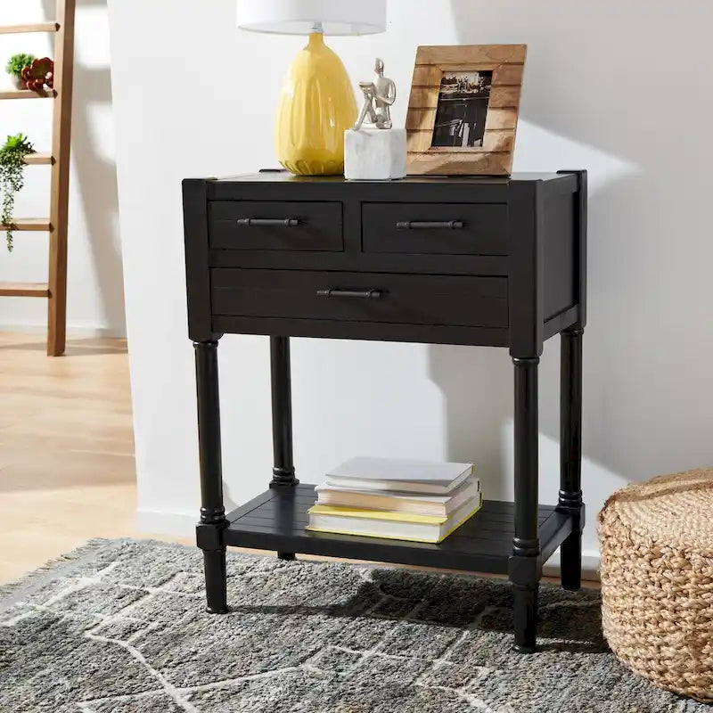 SAFAVIEH Philomene Distressed White 3-Drawer Console Table - 23.5 W x 13 L x 29.5 H - 24Wx13Dx30H