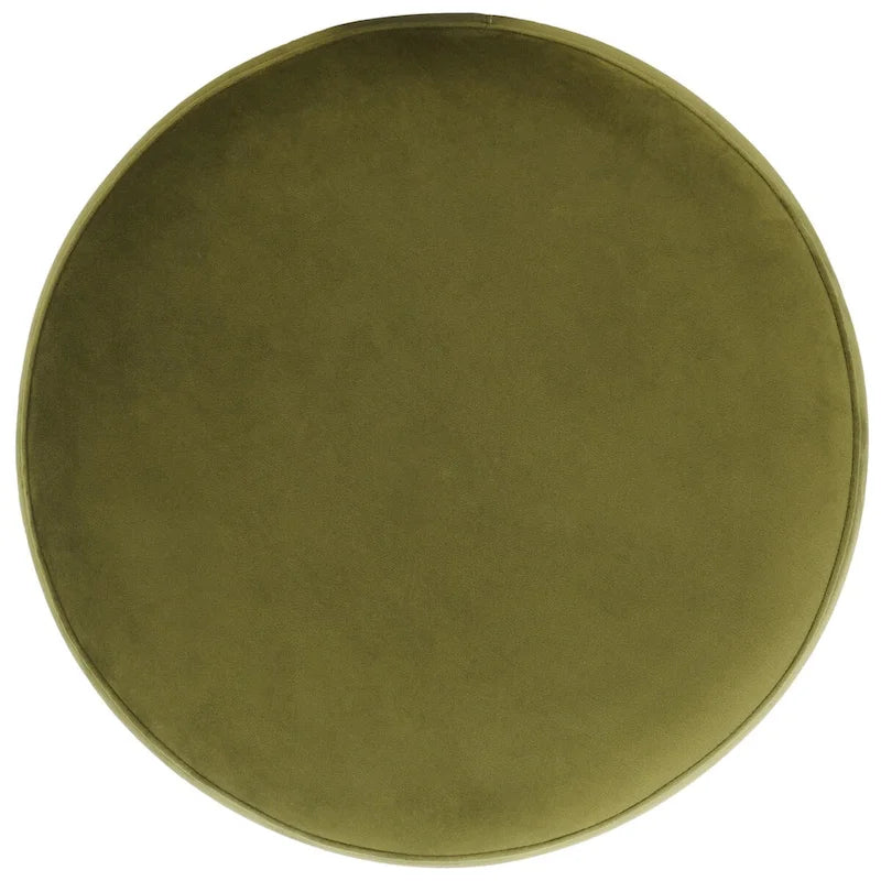 SAFAVIEH Couture Fanka Velvet Ottoman with Brass Base- Navy / Brass