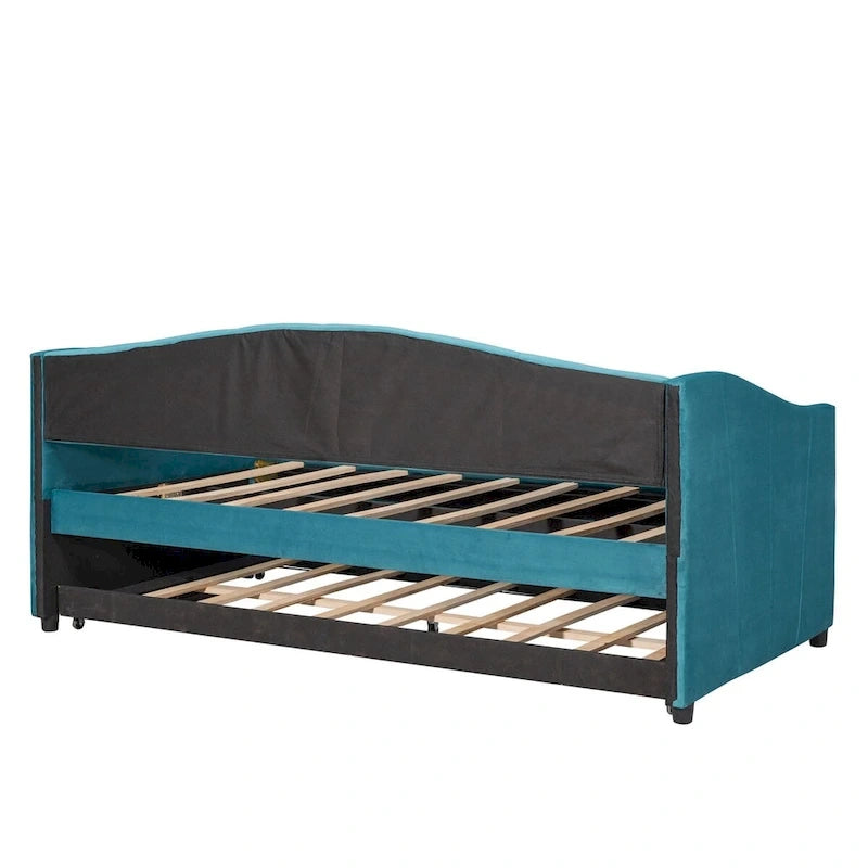 Twin Size Upholstered Daybed Sofa Bed With Trundle Bed