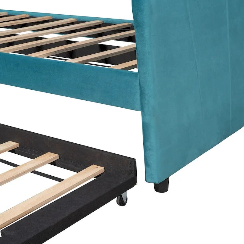 Twin Size Upholstered Daybed Sofa Bed With Trundle Bed