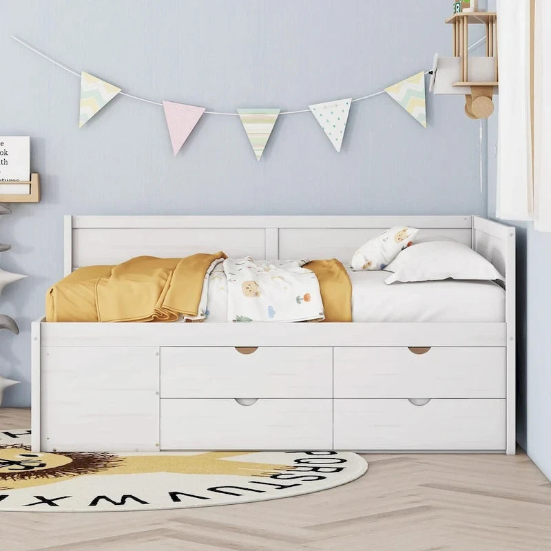 Daybed with Storage Drawers and Shelves