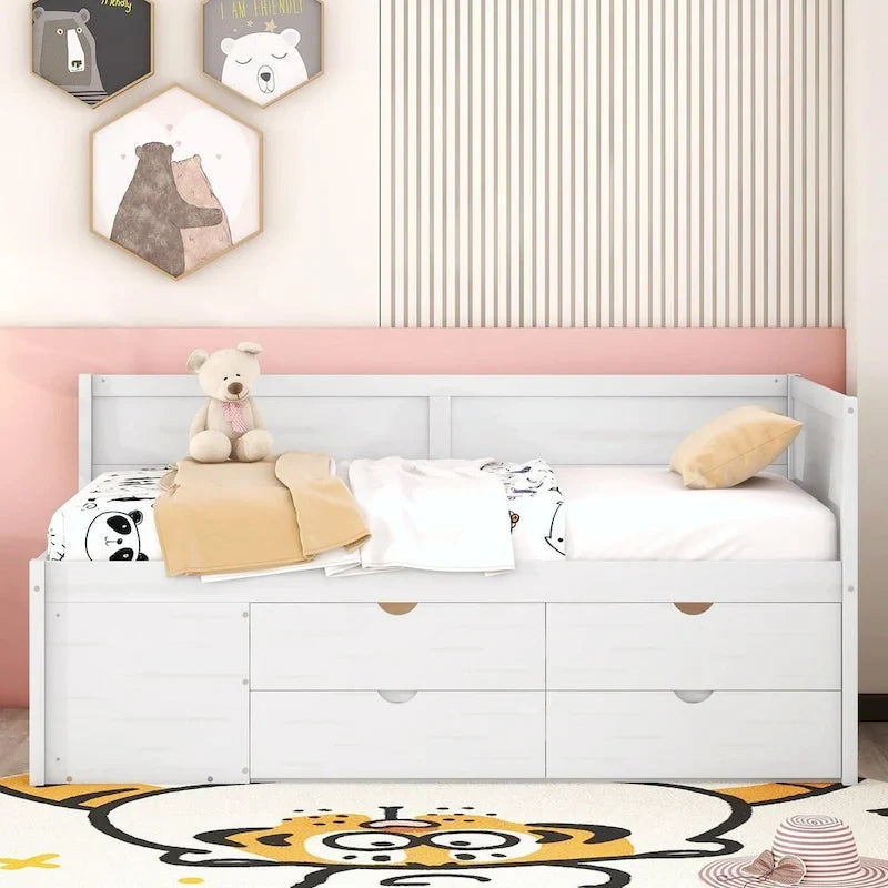 Daybed with Storage Drawers and Shelves