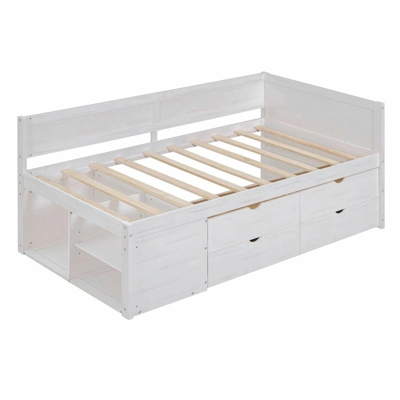 Daybed with Storage Drawers and Shelves