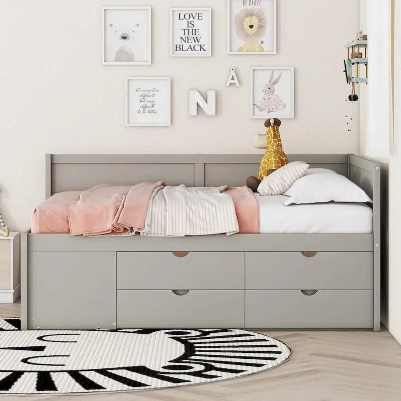 Daybed with Storage Drawers and Shelves