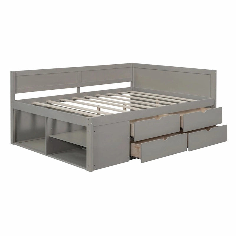 Daybed with Storage Drawers and Shelves