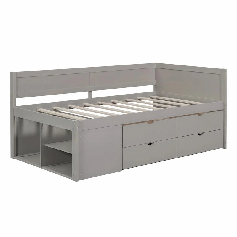 Daybed with Storage Drawers and Shelves