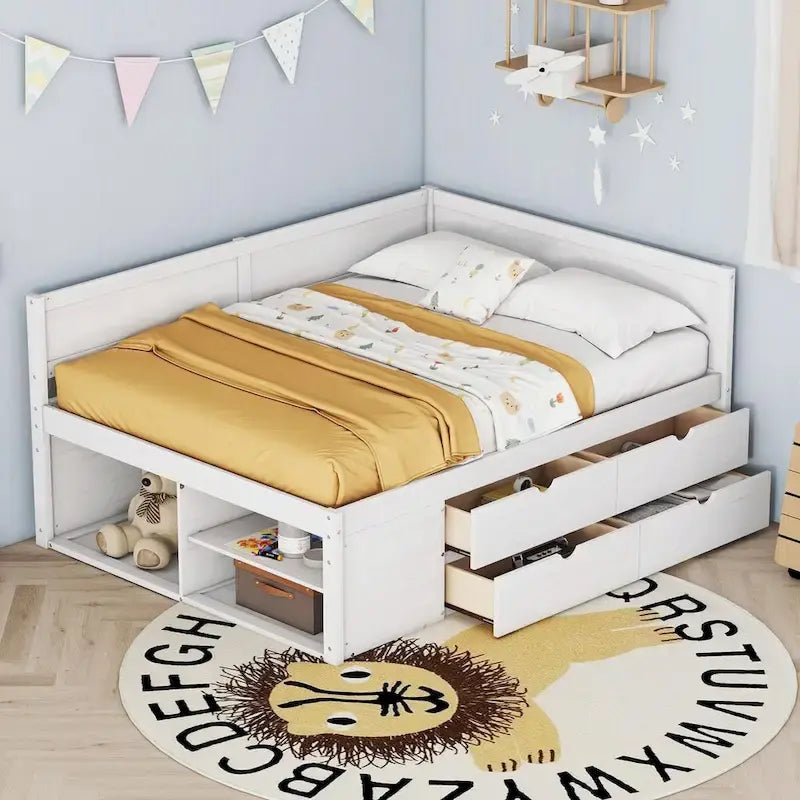 Daybed with Storage Drawers and Shelves