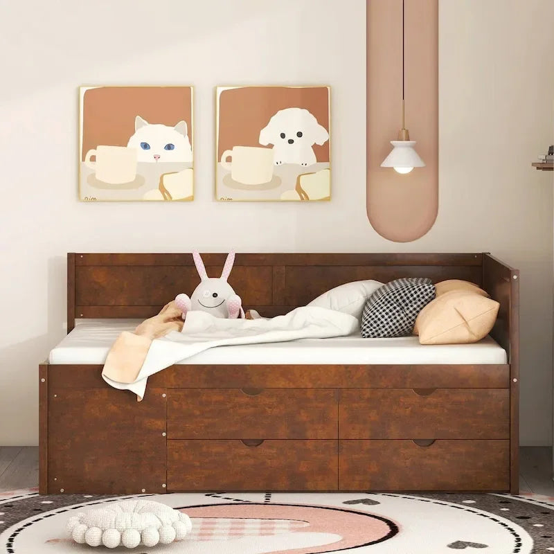 Daybed with Storage Drawers and Shelves