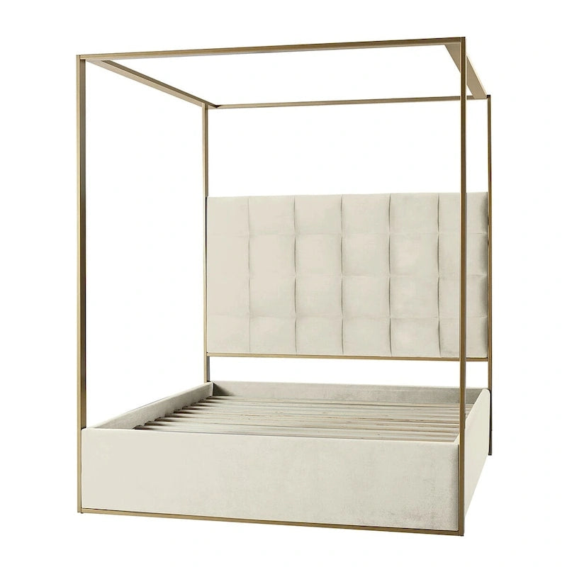 Milton Contemporary Upholstered King Size Canopy Bed by HULALA HOME
