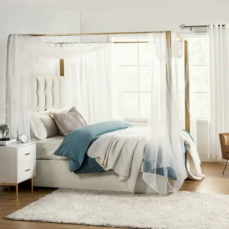 Milton Contemporary Upholstered King Size Canopy Bed by HULALA HOME