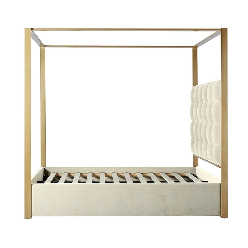 Milton Contemporary Upholstered King Size Canopy Bed by HULALA HOME