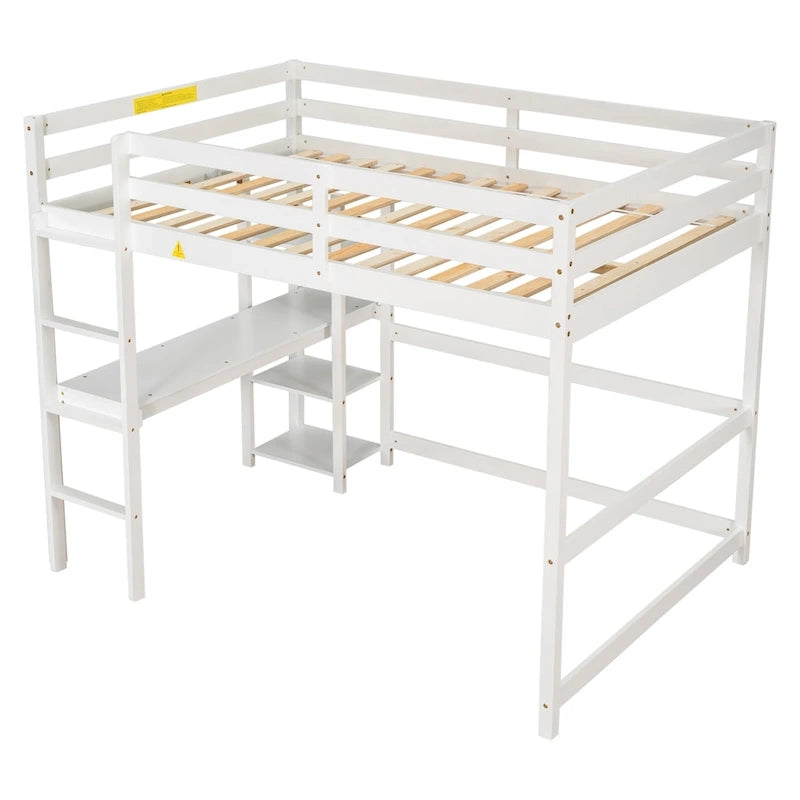 Full Loft Bed with Desk ,Shelves and Ladder