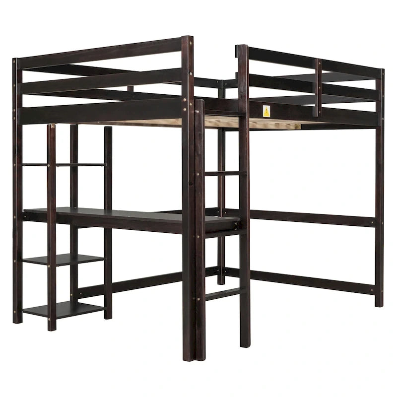 Full Loft Bed with Desk ,Shelves and Ladder