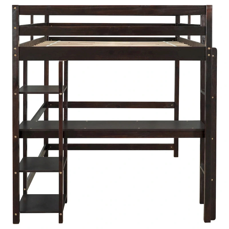 Full Loft Bed with Desk ,Shelves and Ladder