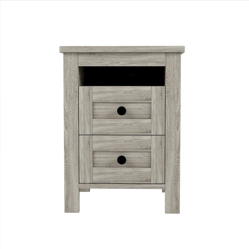 3-Pieces Bedroom Sets Farmhouse Platform Bed with Nightstand and Dresser