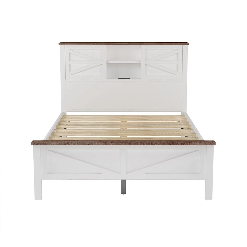 3-Pieces Bedroom Sets Farmhouse Platform Bed with Nightstand and Dresser