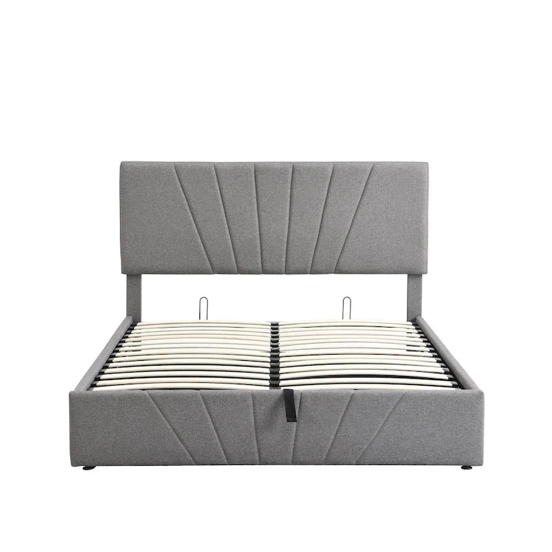 Upholstered Platform bed with a Hydraulic Storage System