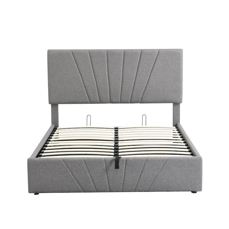 Upholstered Platform bed with a Hydraulic Storage System
