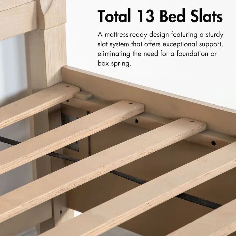 Furniture of America Drayden Transitional Oak Solid Wood 3-Piece Bed, Chest and Nightstand Bedroom Set