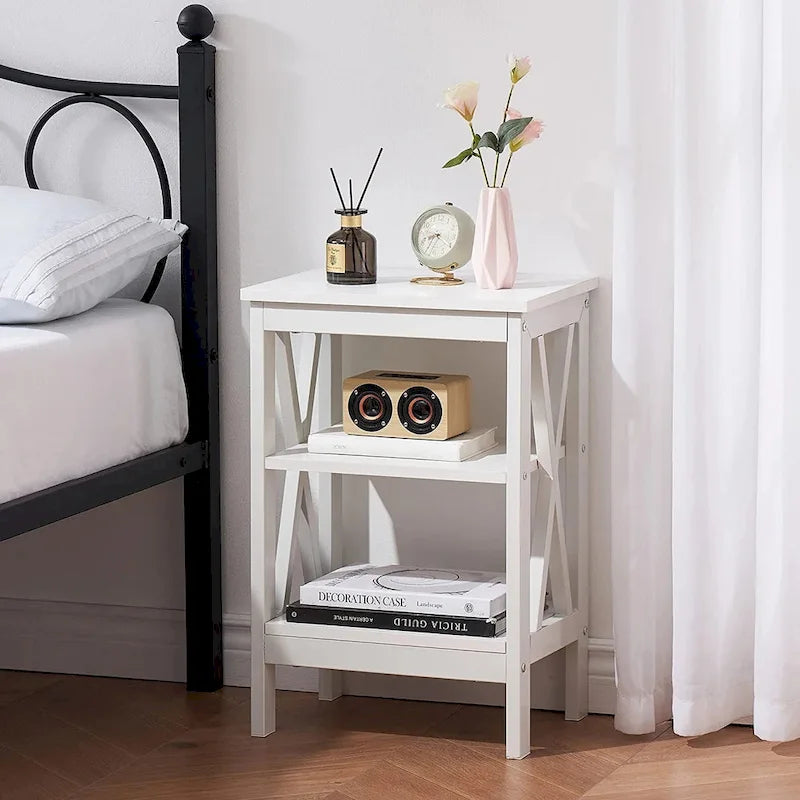 Javlergo Set of 2 Nightstand Bedside Table, Modern Small Side End Table with Open Storage Shelves