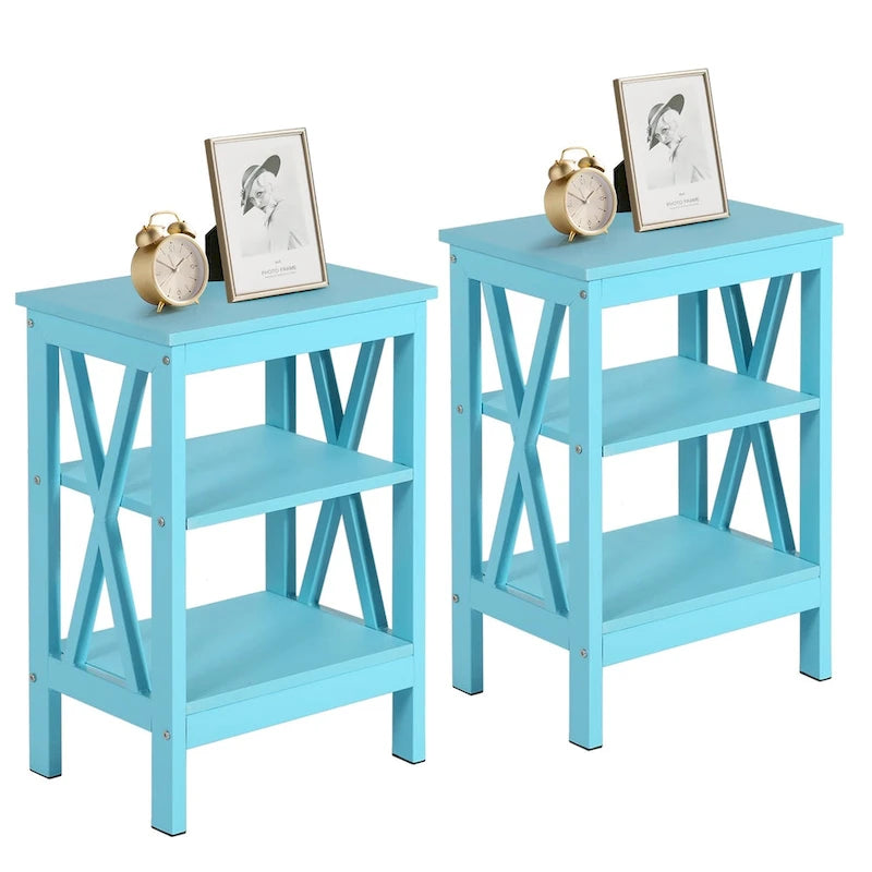 Javlergo Set of 2 Nightstand Bedside Table, Modern Small Side End Table with Open Storage Shelves