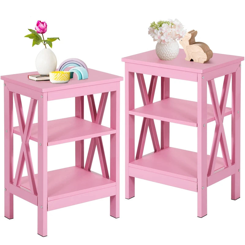 Javlergo Set of 2 Nightstand Bedside Table, Modern Small Side End Table with Open Storage Shelves