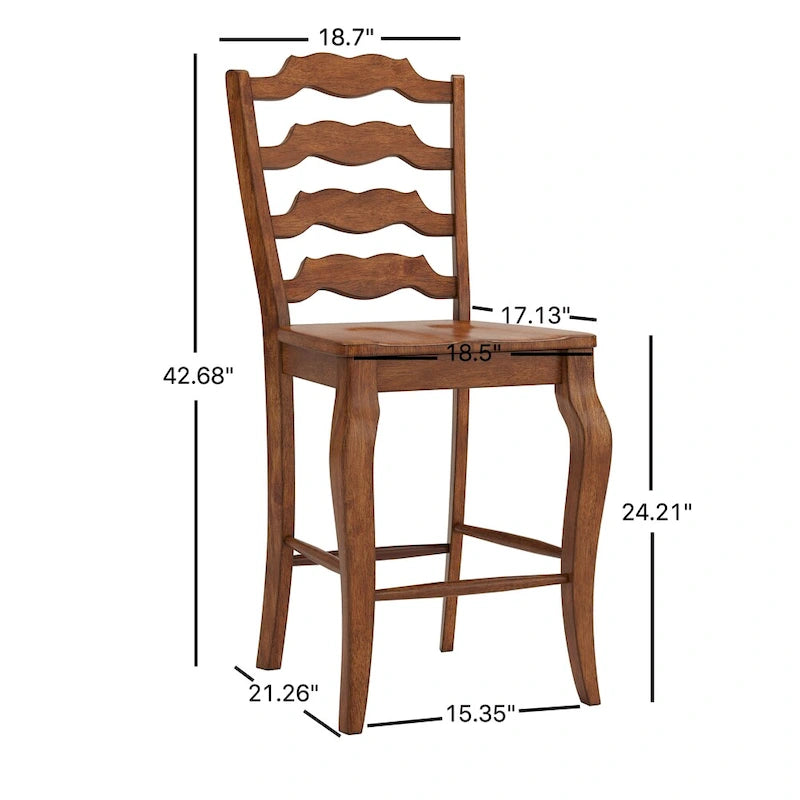 Eleanor French Ladder Back Wood Counter Chair (Set of 2) by iNSPIRE Q Classic