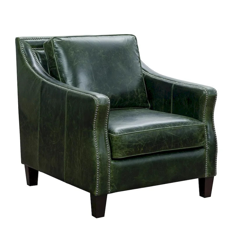 Essex Distressed Green Top Grain Leather Sofa and Two Chairs Set