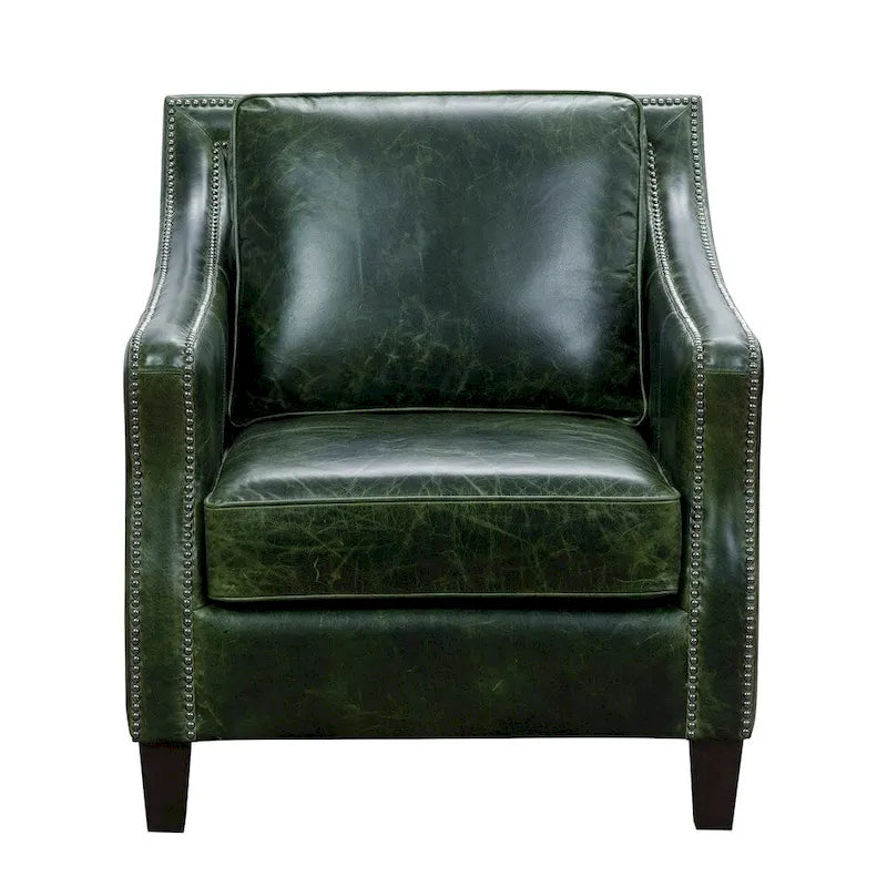 Essex Distressed Green Top Grain Leather Sofa and Two Chairs Set