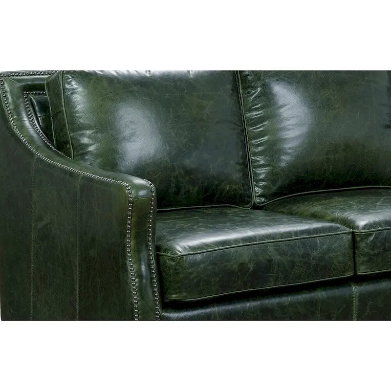 Essex Distressed Green Top Grain Leather Sofa and Two Chairs Set