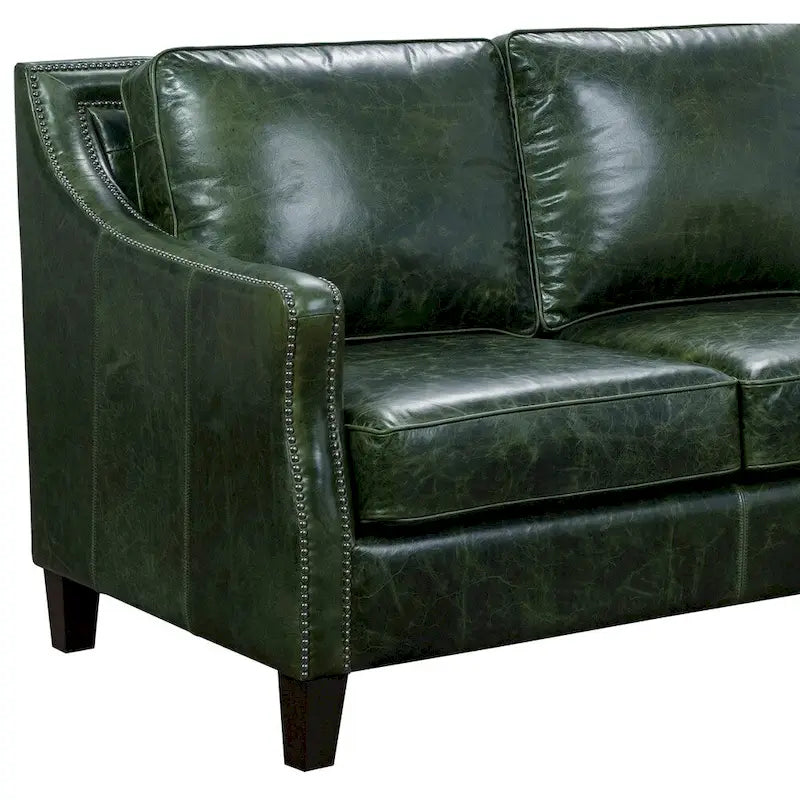 Essex Distressed Green Top Grain Leather Sofa and Two Chairs Set