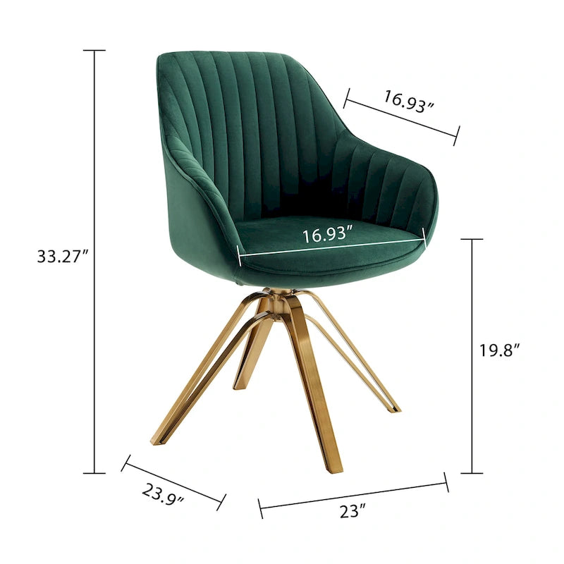 Art Leon Modern Velvet Swivel Chair with Golden Finish