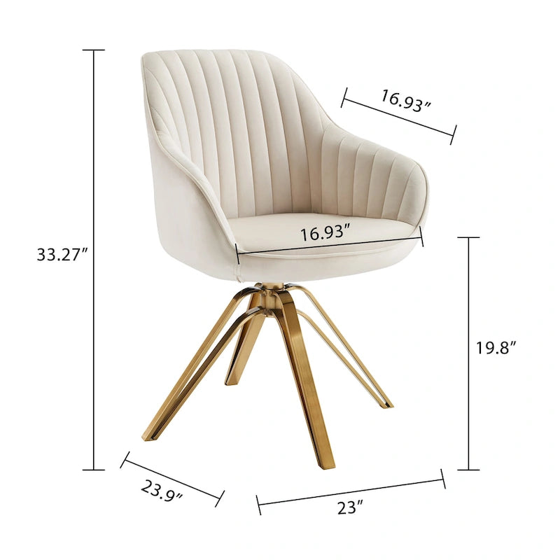 Art Leon Modern Velvet Swivel Chair with Golden Finish