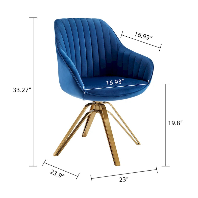 Art Leon Modern Velvet Swivel Chair with Golden Finish