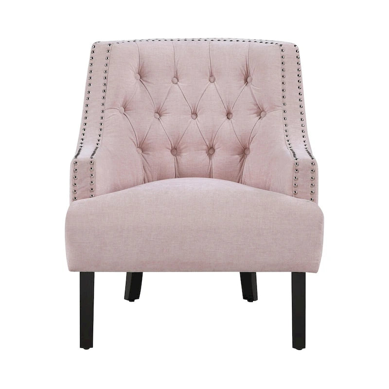 Modern Traditional Accent Chair Chenille Upholstery Button-Tufted Solid Wood 1pc Living Room Furniture