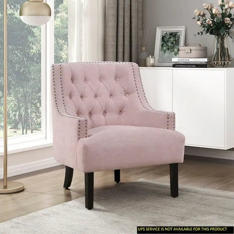 Modern Traditional Accent Chair Chenille Upholstery Button-Tufted Solid Wood 1pc Living Room Furniture