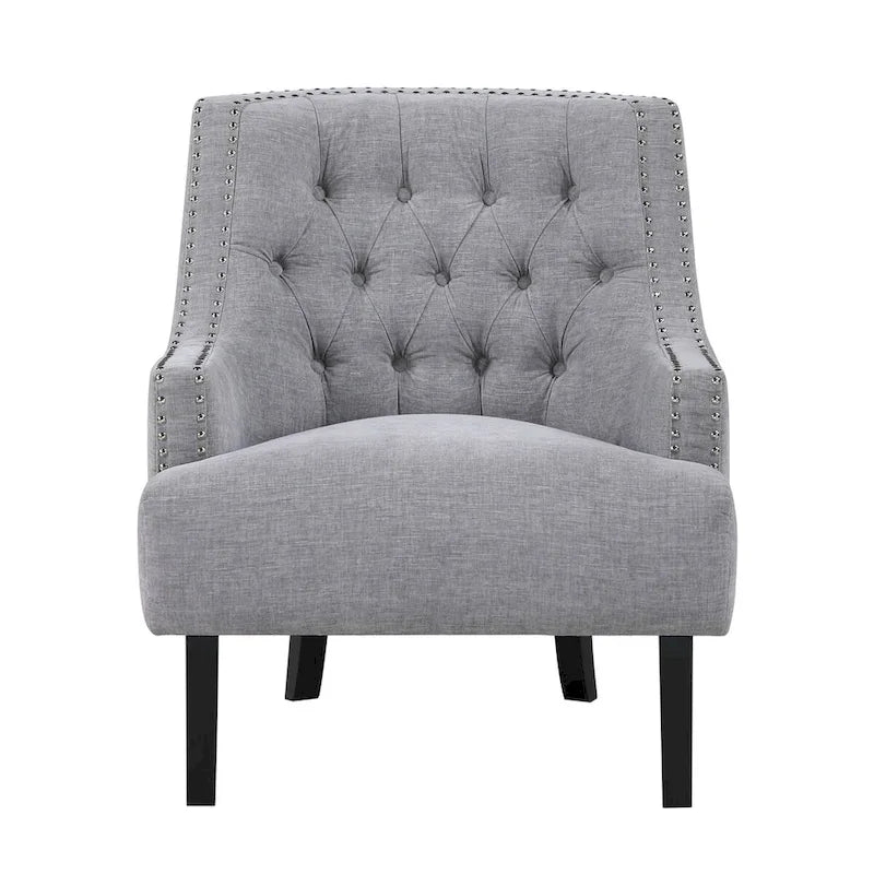 Modern Traditional Accent Chair Chenille Upholstery Button-Tufted Solid Wood 1pc Living Room Furniture