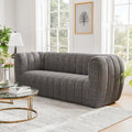 Furniture of America Lucinda Modern Vertical Channel Tufted Boucle Accent Sofa Couch with Wooden Legs