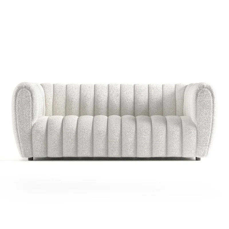 Furniture of America Lucinda Modern Vertical Channel Tufted Boucle Accent Sofa Couch with Wooden Legs