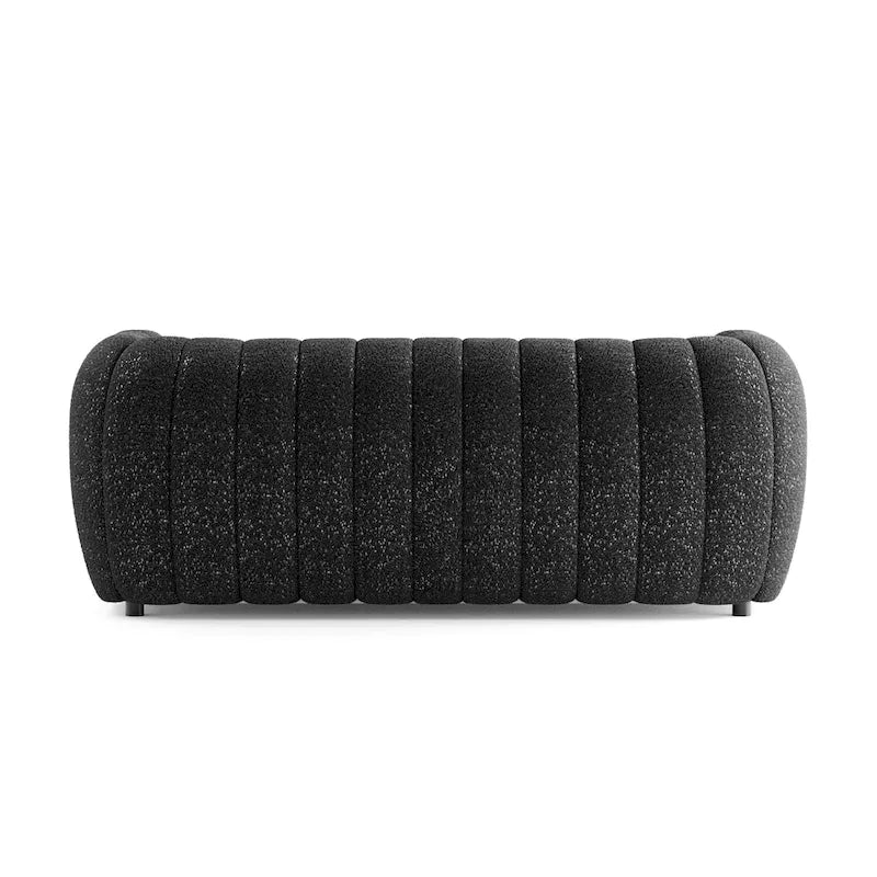 Furniture of America Lucinda Modern Vertical Channel Tufted Boucle Accent Sofa Couch with Wooden Legs