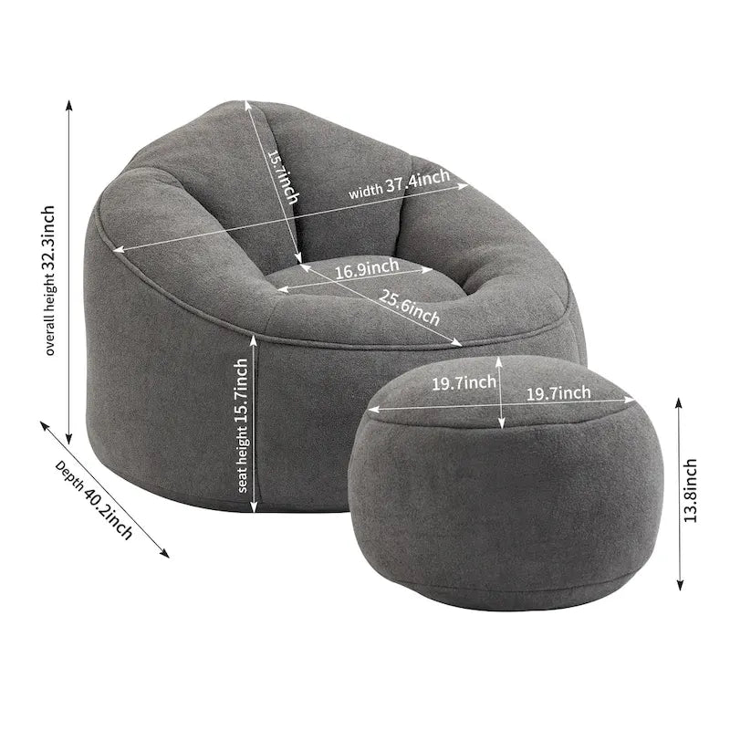 Bedding Bean Bag Sofa Chair With Footrest