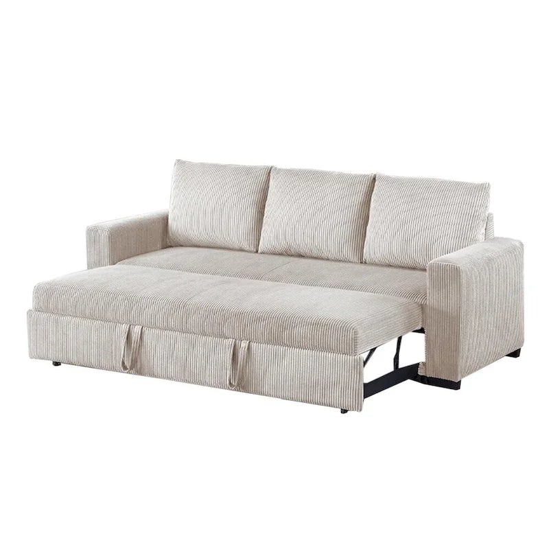 Corduroy Upholstered Convertible Sofa with Cushion Back