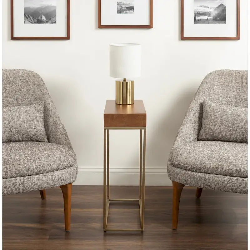 Kate and Laurel Karlsen Wood and Metal Slim Side Table