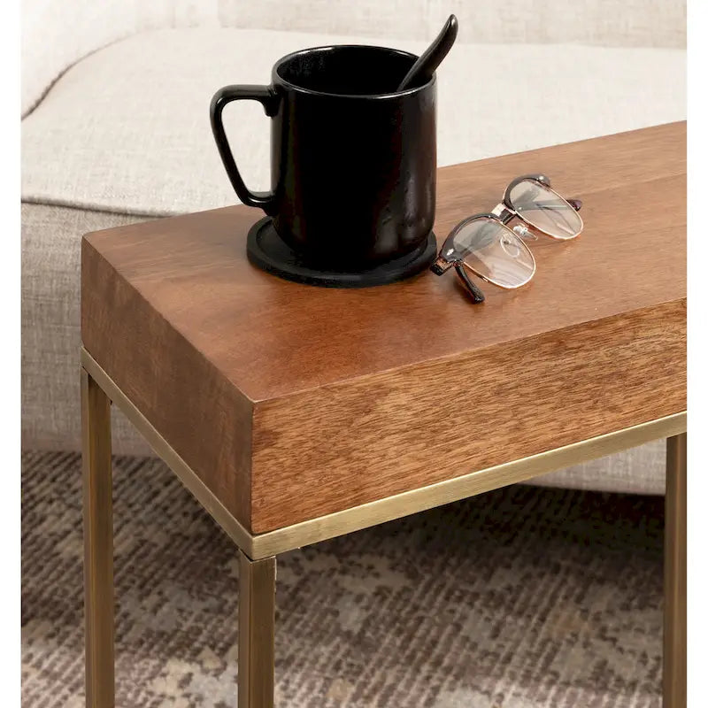 Kate and Laurel Karlsen Wood and Metal Slim Side Table