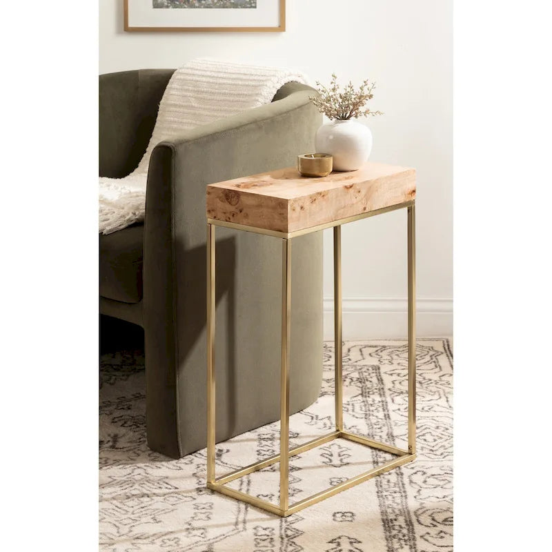 Kate and Laurel Karlsen Wood and Metal Slim Side Table