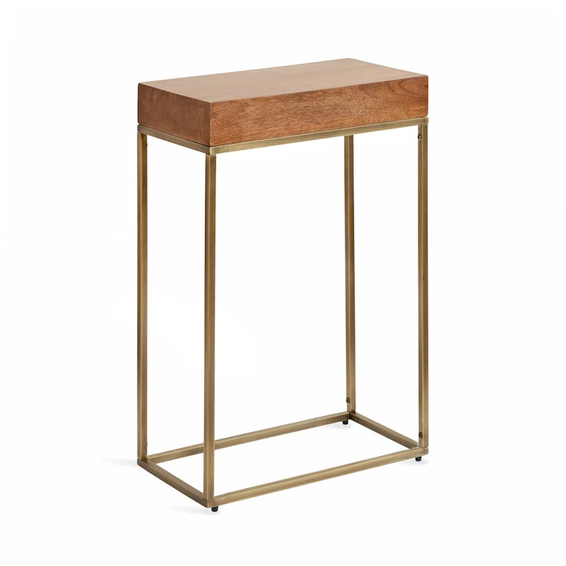 Kate and Laurel Karlsen Wood and Metal Slim Side Table