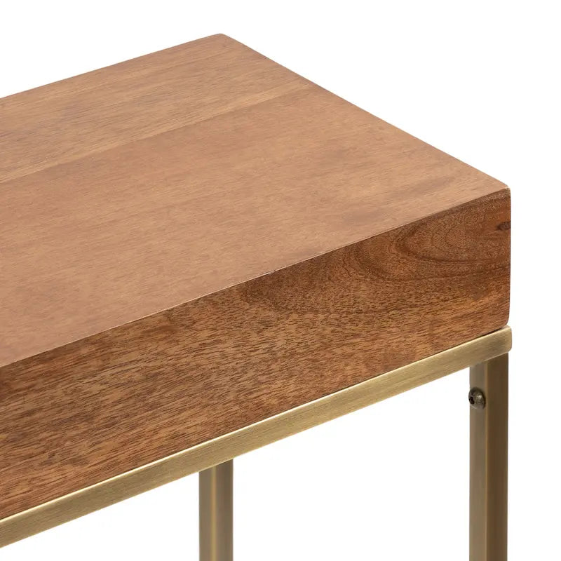 Kate and Laurel Karlsen Wood and Metal Slim Side Table