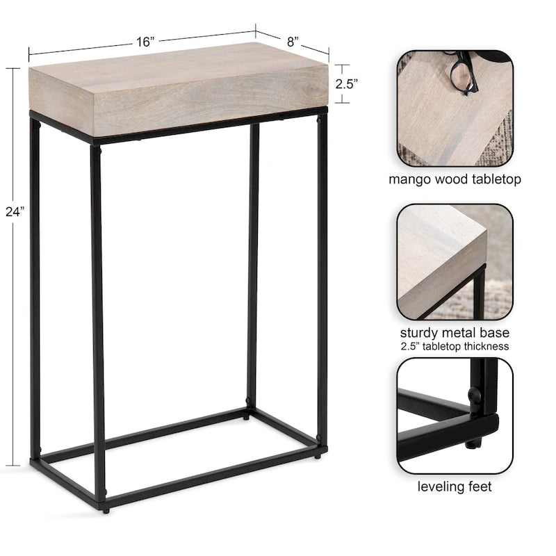 Kate and Laurel Karlsen Wood and Metal Slim Side Table