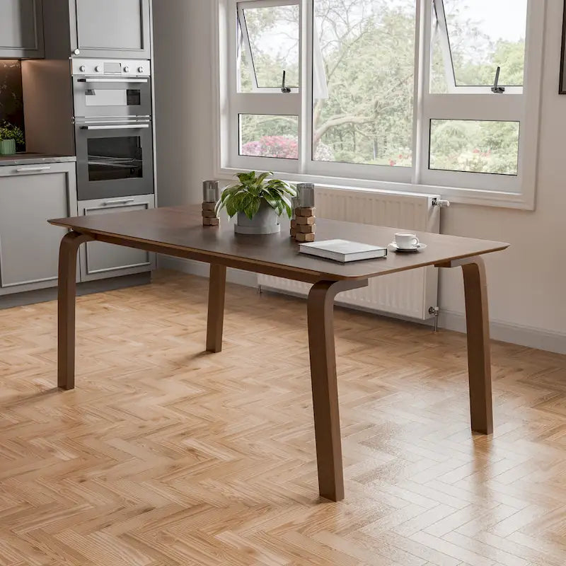 Furniture of America Beau I Mid-century Walnut 5-Piece Rectangle Dining Table Set