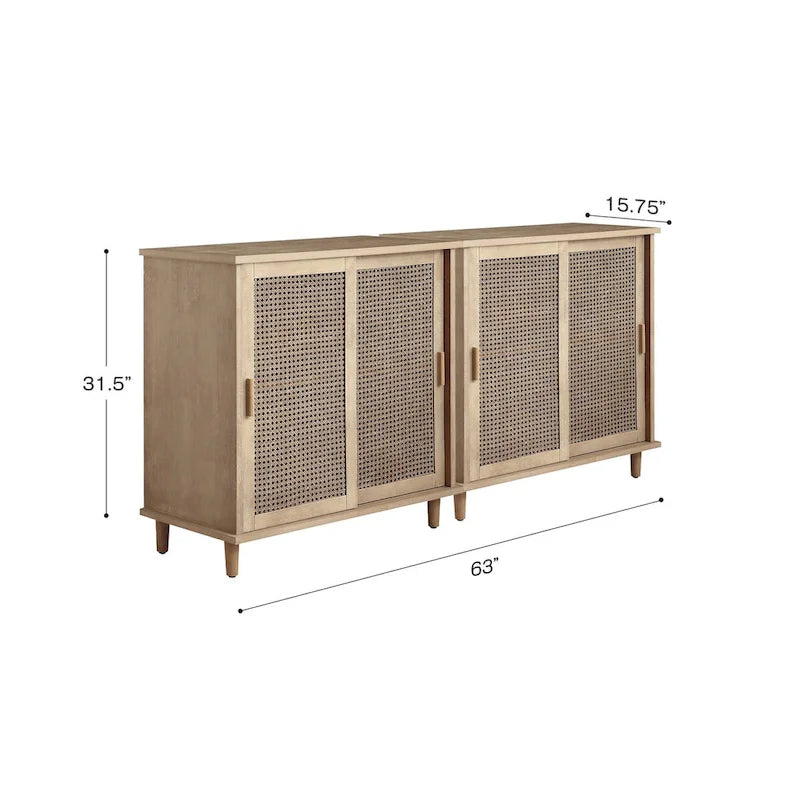 Art Leon Accent Natural Cane Rattan Sideboard Buffet Storage Cabinet (Set of 2)